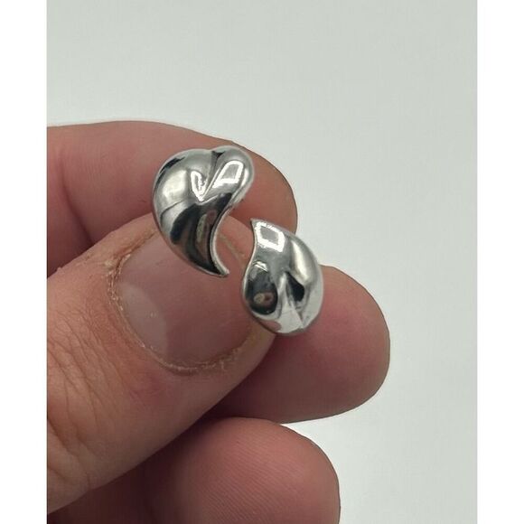 Avon Vintage Silver Tone Adjustable Heart Wrap Ring Abstract Design Size 7 - Picture 3 of 6